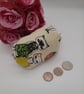 Keyring bag charm, boxed purse pouch in crazy cats fabric.   - Image 2