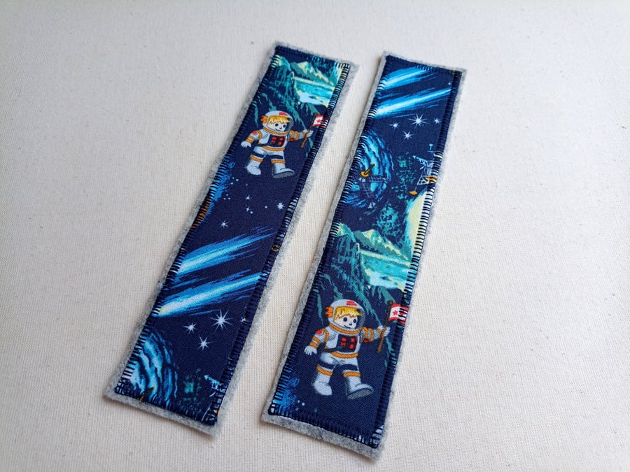 Bookmark, space astronaut fabric backed with wool felt, gift for child