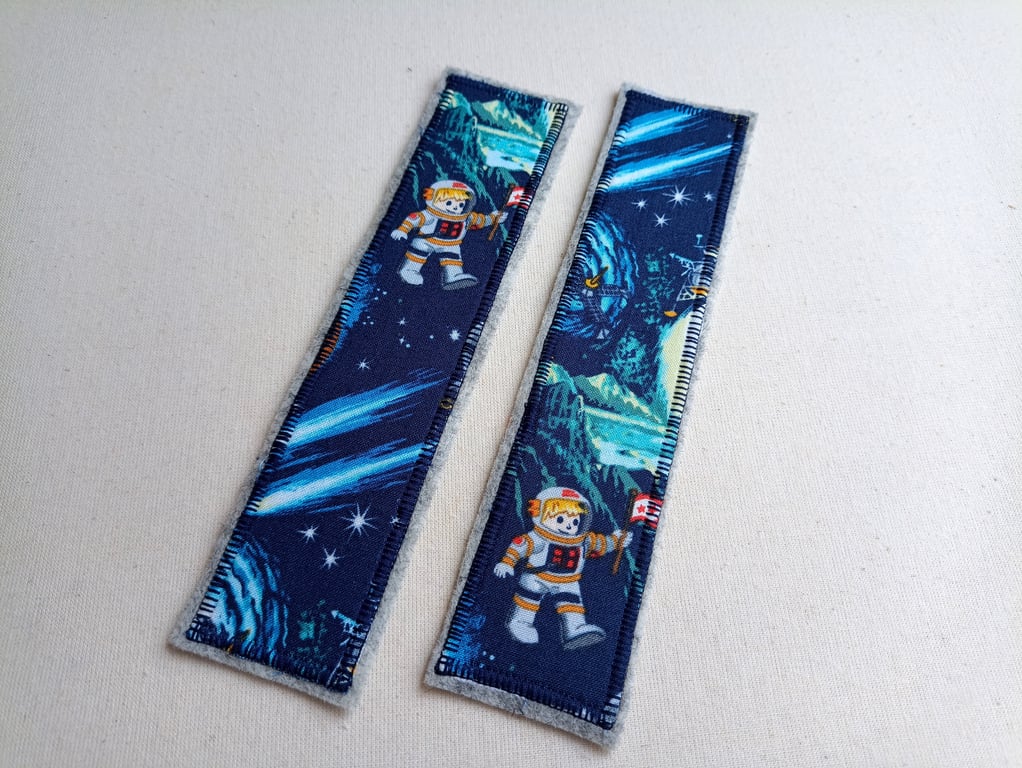 Bookmark, space astronaut fabric backed with wool felt, gift for child