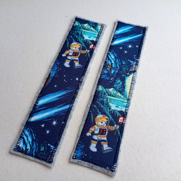 Bookmark, space astronaut fabric backed with wool felt, gift for child