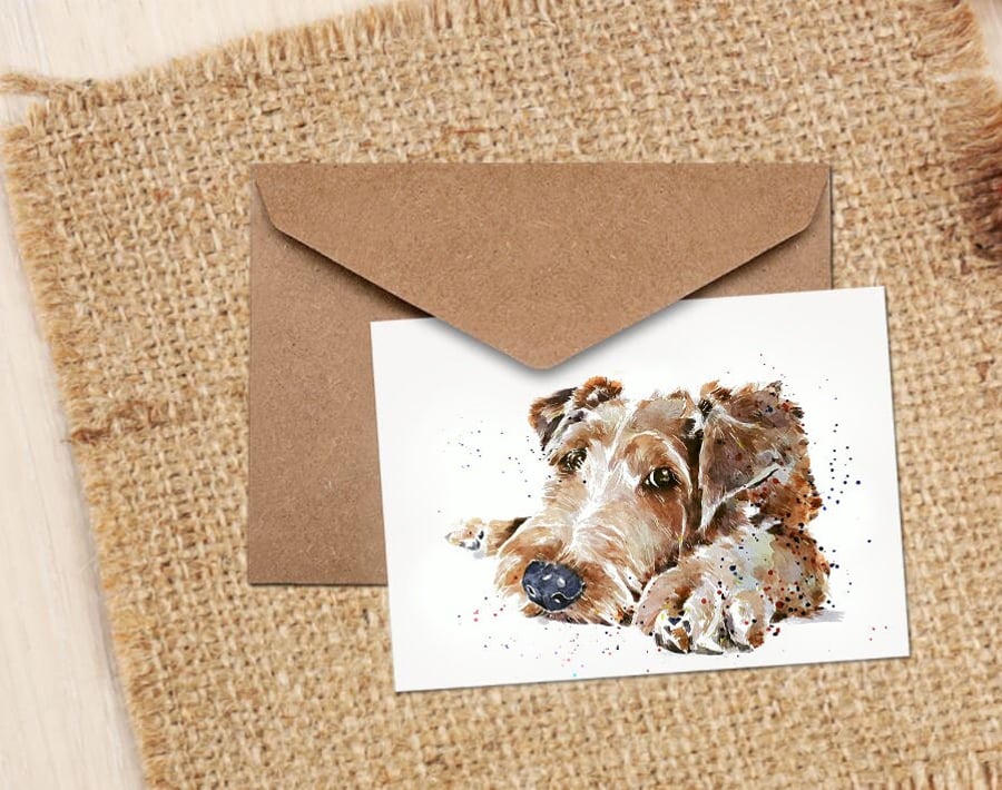 Irish Terrier GreetingNote Card- Irish Terrier Dog card, Irish Terrier Dog card 