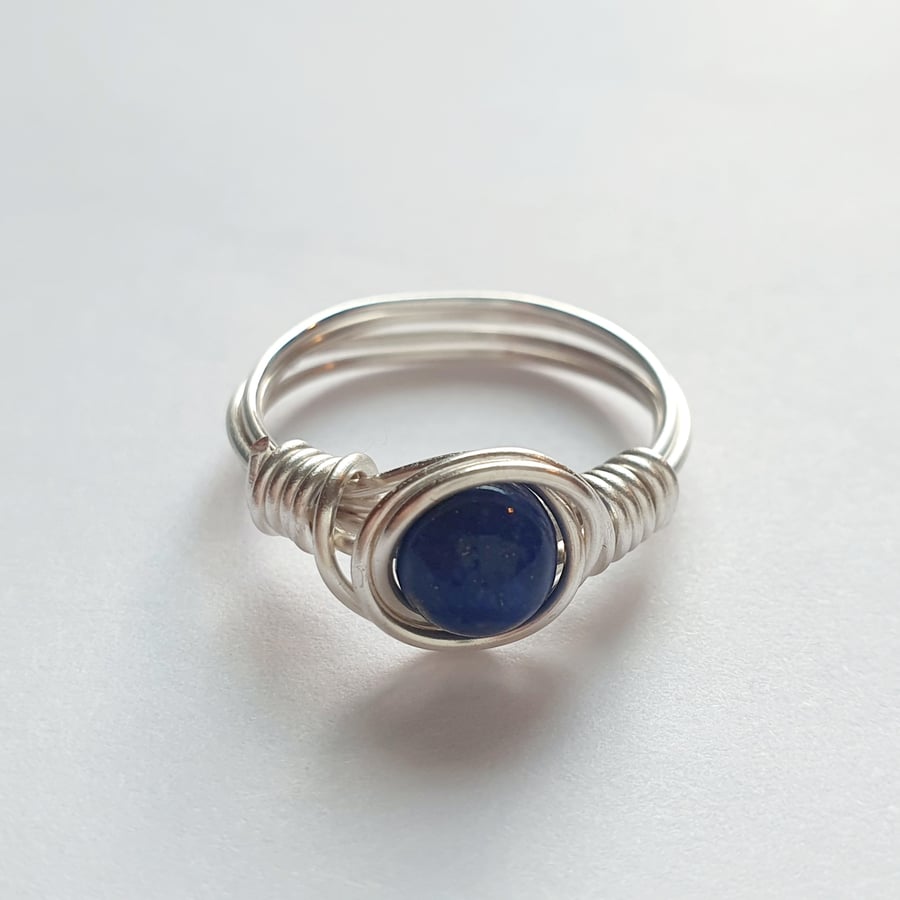 Lapis Lazuli wire wrapped ring