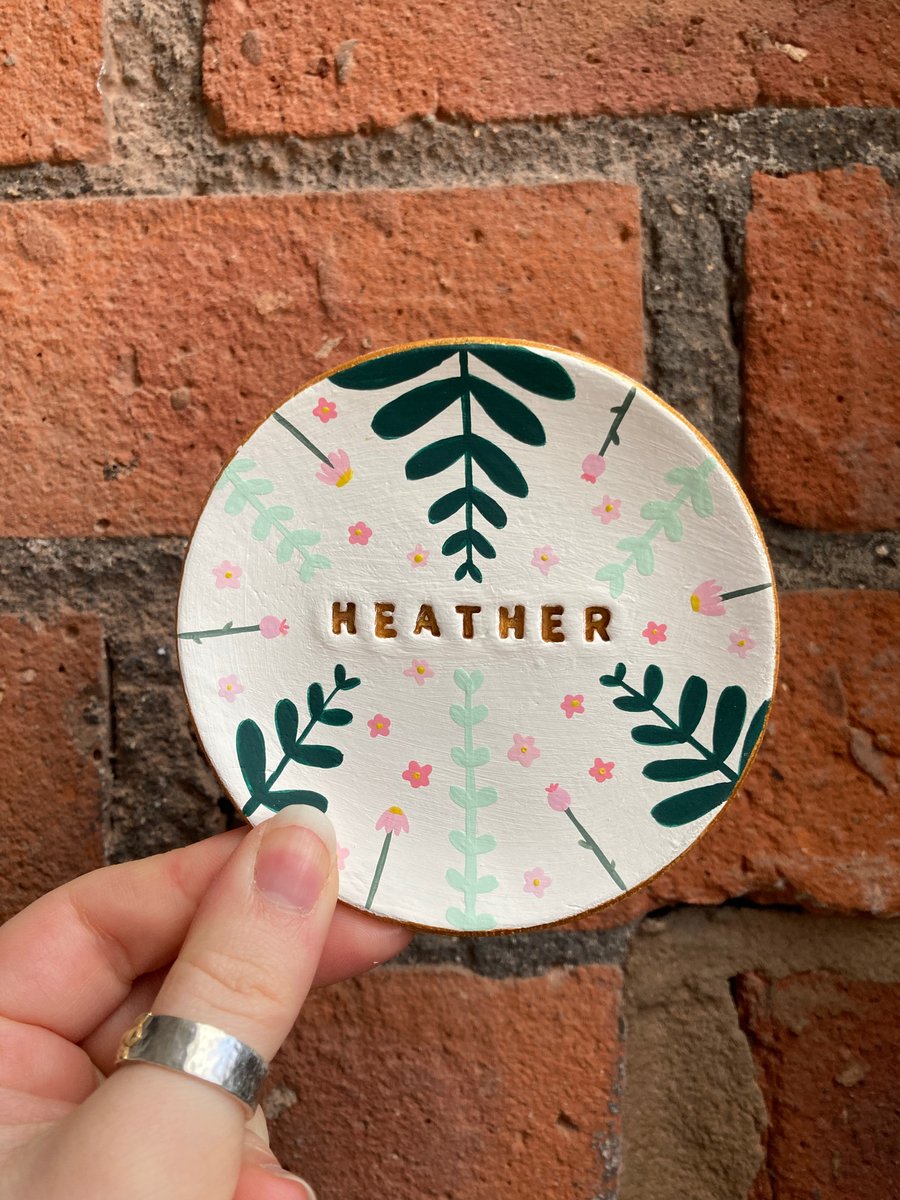 Flowers and Leaves Trinket Dish - Personalised Trinket Dish - Botanical