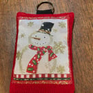 Christmas snowman fabric key fob