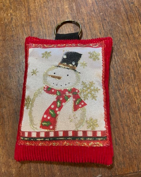 Christmas snowman fabric key fob