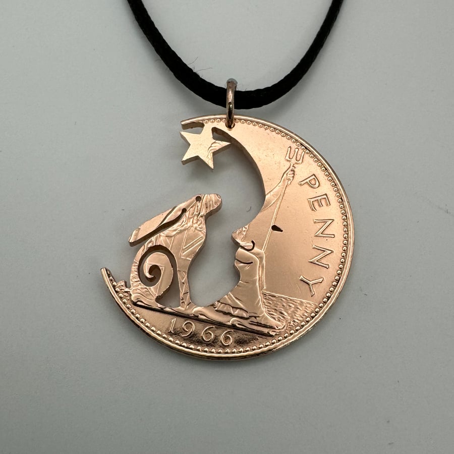 Hare & Moon Handcut Penny Coin, Inspired By Guess How Much I Love You 