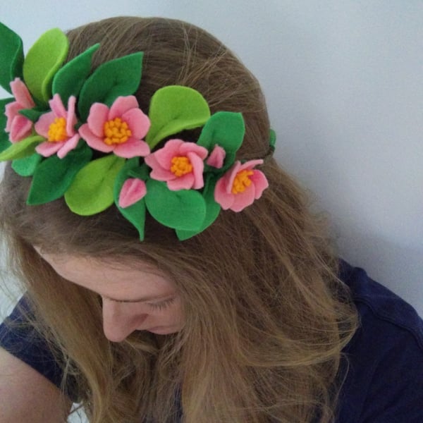 Felt Cherry Blossom Head Crown