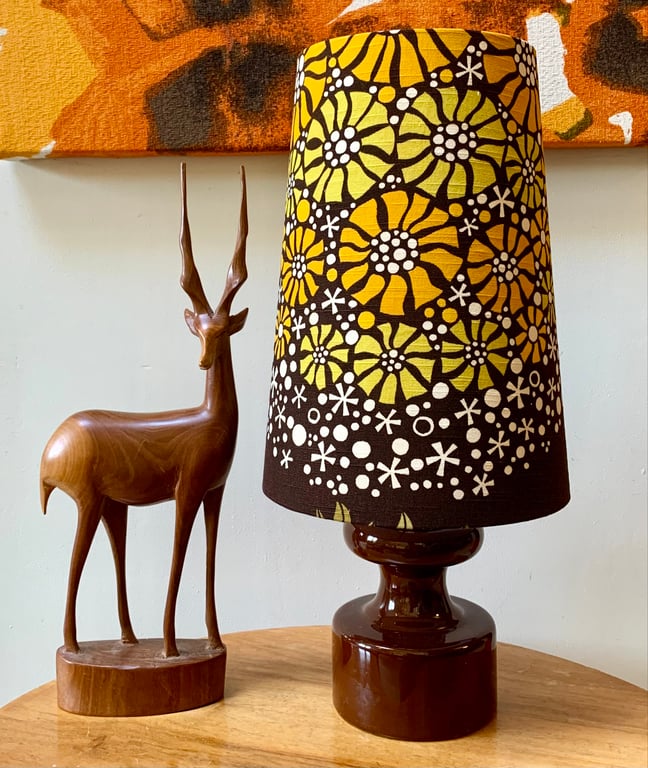 Flower Burst 60s 70s RETRO Yellow Brown BORAS Vintage Fabric Lampshade Option