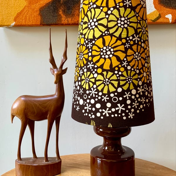 Flower Burst 60s 70s RETRO Yellow Brown BORAS Vintage Fabric Lampshade Option