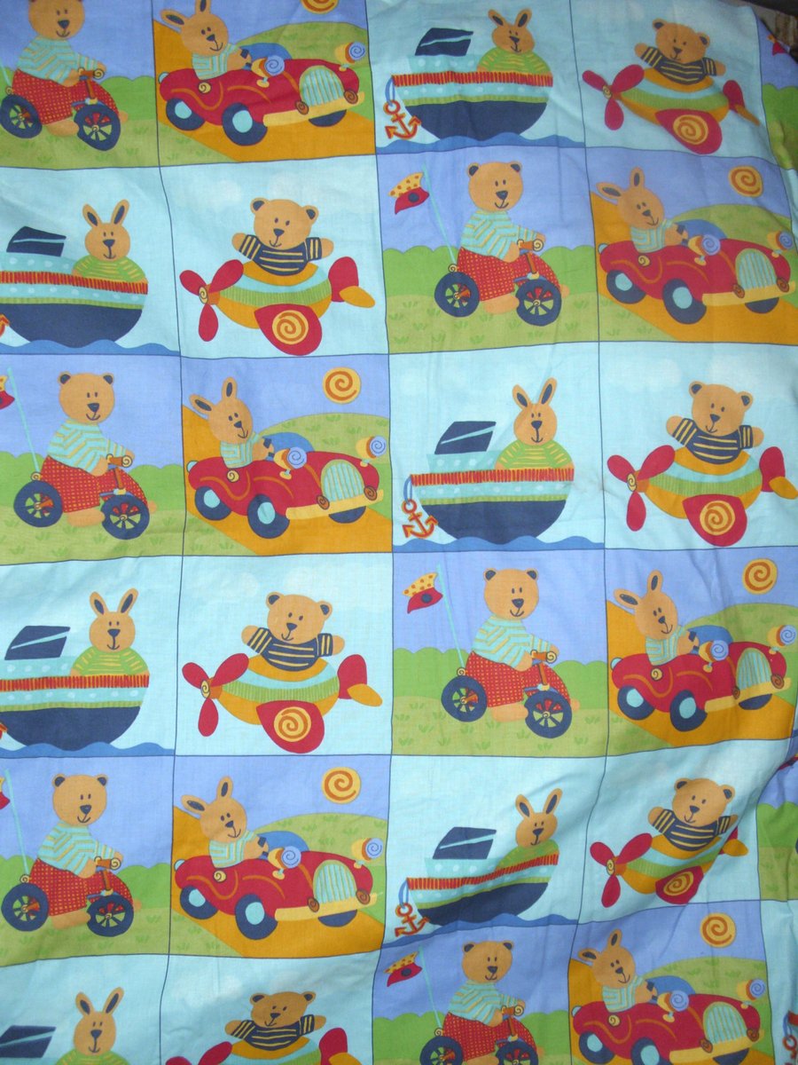 Teddy and Friends cot or pram  quilt