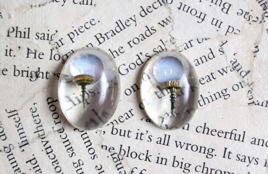 Resin Steampunk Watch Winder Stud Earrings
