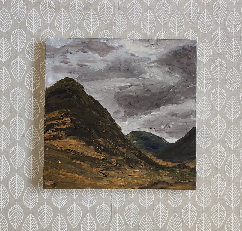 Glen Etive, Scottish highlands landscape, atmospheric original painting