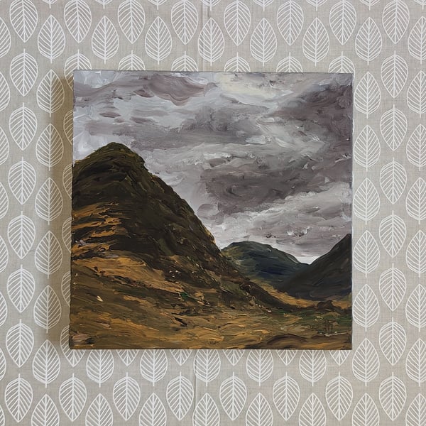 Glen Etive, Scottish highlands landscape, atmospheric original painting
