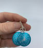 Turquoise circle aluminium tree earrings with silver ring - Image 3