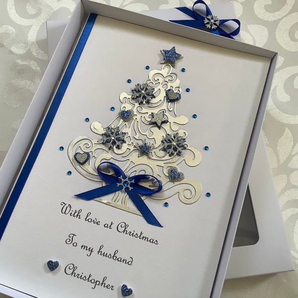 Personalised Handmade Christmas Card Gift Boxed Husband Mum Dad Boyfriend 