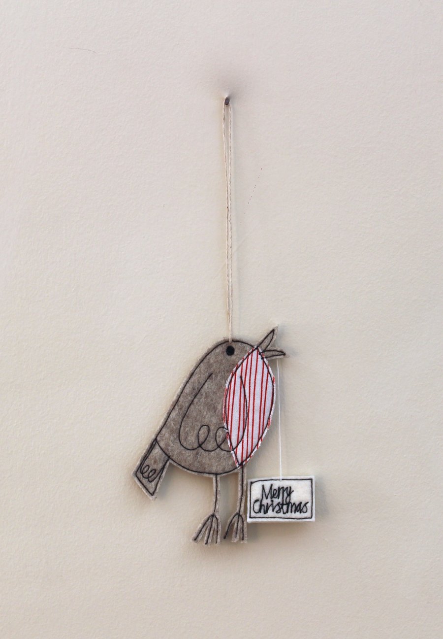 Merry Christmas Mr Robin - Hanging Decoration