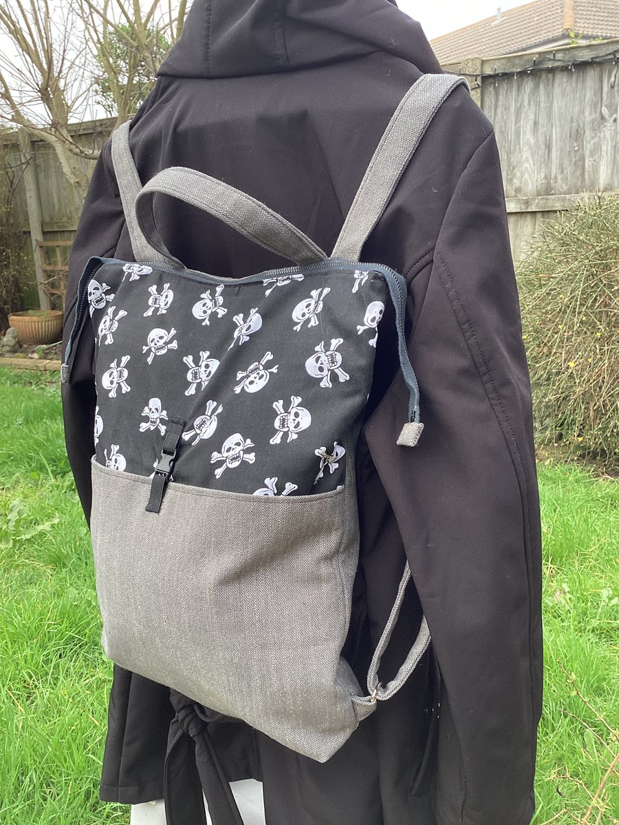 Goth skull Emo back pack, black and grey, only one made