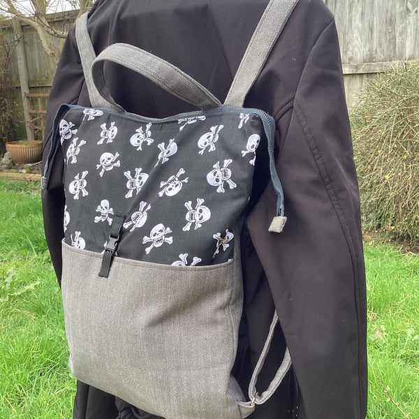 Goth skull Emo back pack, black and grey, only one made