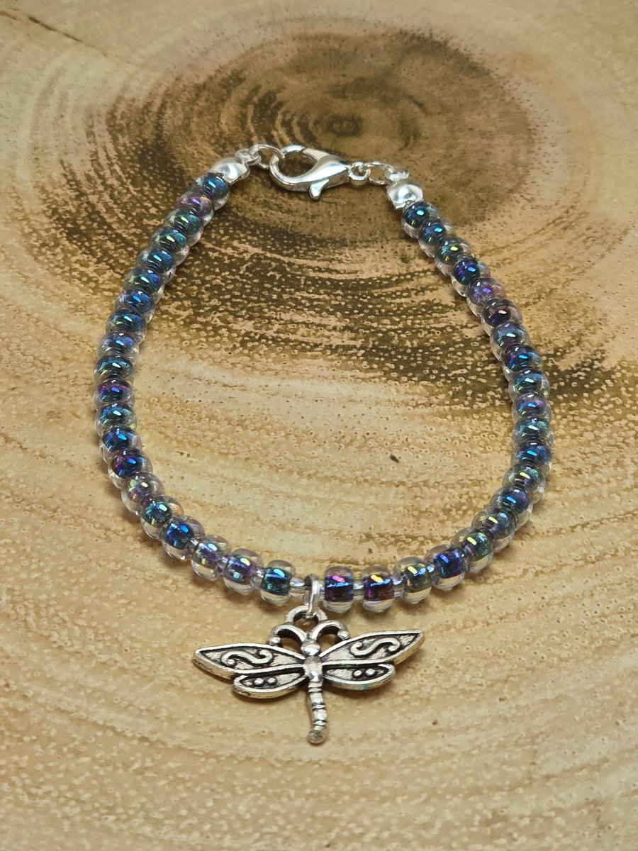Blue dragonfly charm bracelet