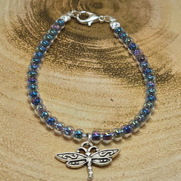Blue dragonfly charm bracelet