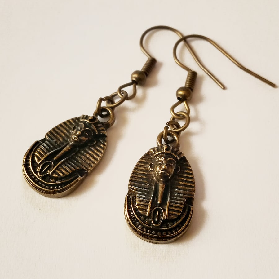 Tutankhamun Bronze Charm Earrings