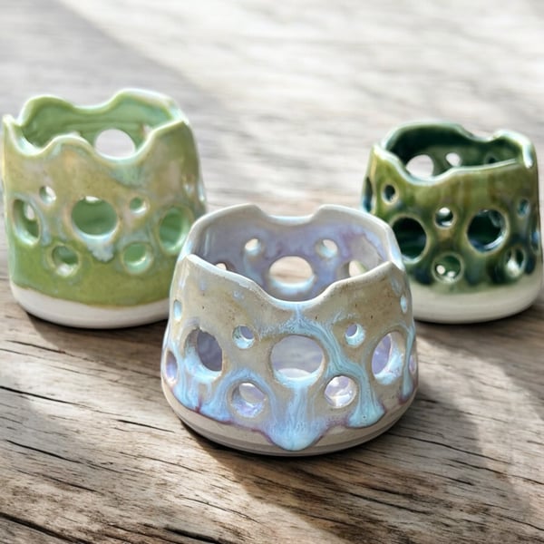 Set of 3 Hand-Thrown Tea Light Holders 