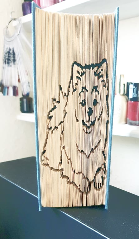 Pomeranian Dog CUT & FOLD Book Folding Pattern - EMAILED PDF PATTERN