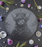 Crowned Highland Cow Slate Coaster – 10cm, Scottish Gothic Homeware