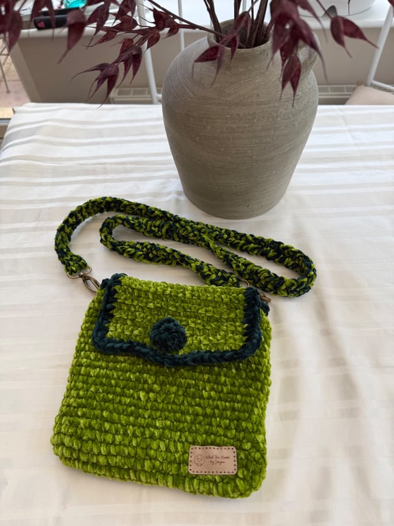 Hand crocheted cross body bag