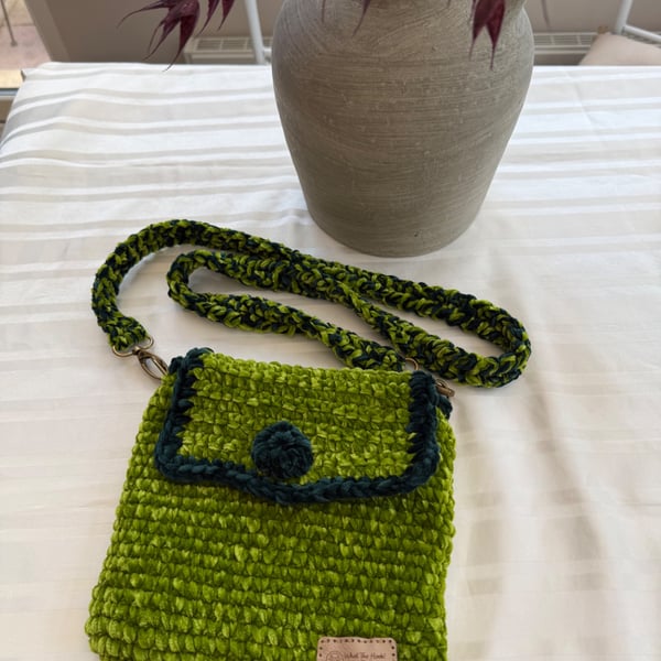 Hand crocheted cross body bag