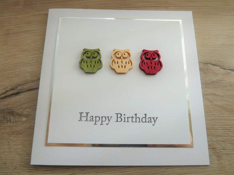 owl happy birthday card