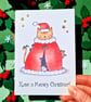 Funny Santa cat Christmas card, Meowy Christmas! Friend merry Christmas cat card - Image 2