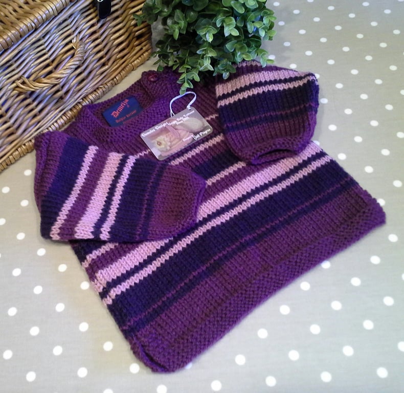 Baby Aran Hand Knitted Jumper with 25% Merino Wool 12- 18 mths