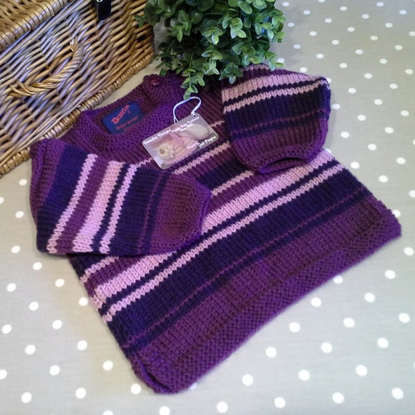 Baby Girl's Aran Jumper with 25% Merino Wool 12- 18 mths HELP A CHARITY 