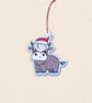 Festive Highland Cow Christmas Decoration - Embroidered Felt Ornament