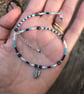 Blue Beaded & Conch Shell Anklet. Sterling Silver.  - Image 3