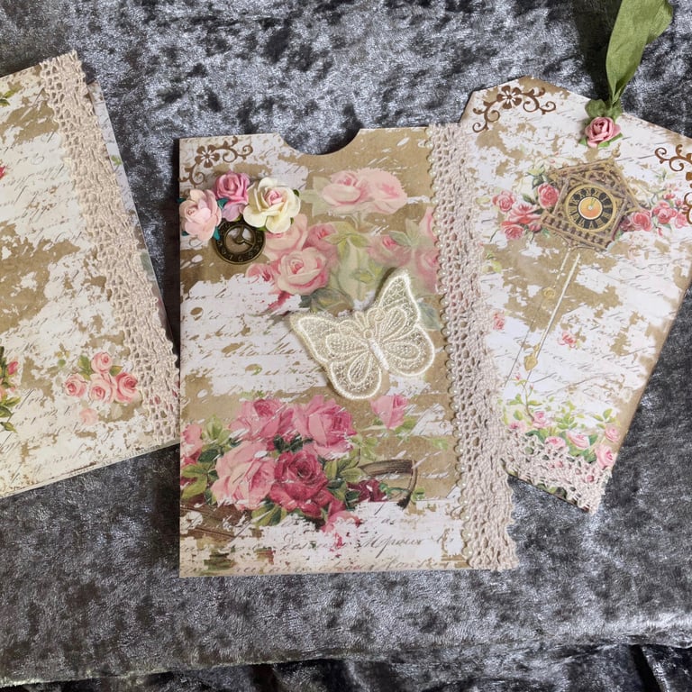 Ephemera - Timeless Rose Folder,  Tag and Notebook by Carolee Crafts PB8 - 0033