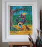 The Tire Swing original painting. Children at play - Image 5