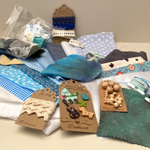 Slow Stitching fabric creativity kit, textiles, collage, patchwork ref 15 