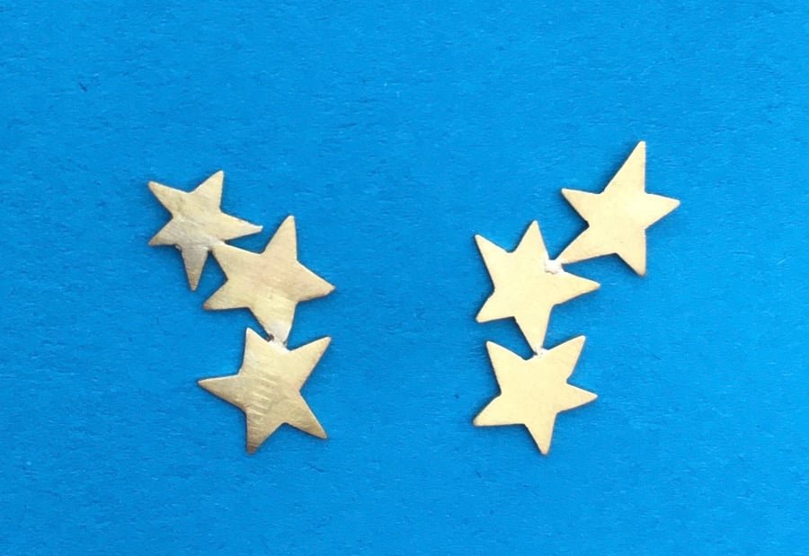 Starstruck trio earrings are gorgeous little handsawn starry studs, sweet little
