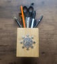 Natural Bamboo Wooden Pen Pot – Silver Tree of Life Design  - Image 1