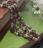 Pretty hand woven seed bead bracelet, summery bracelet in light green and purple - Image 2