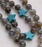 Labradorite and turquoise howlite star knotted cord necklace  - Image 5