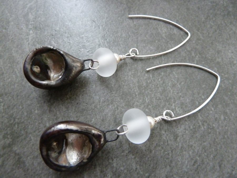 sterling silver frosted earrings