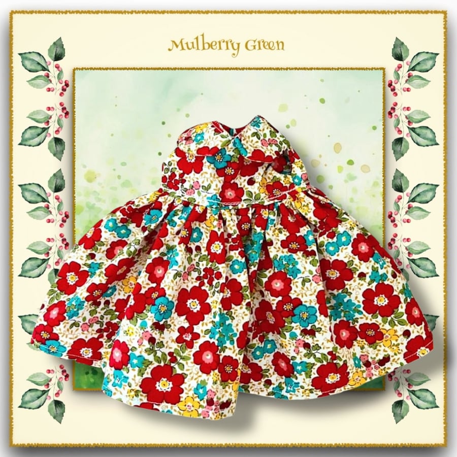 Red Floral Dress to fit the Mulberry Green Dolls