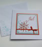 CHRISTMAS  CARDS ( pack of 4 ) 'Noel'. Snowflakes. Copper, blue.  - Image 2