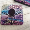 Purple Thistle Flower patchwork coaster.