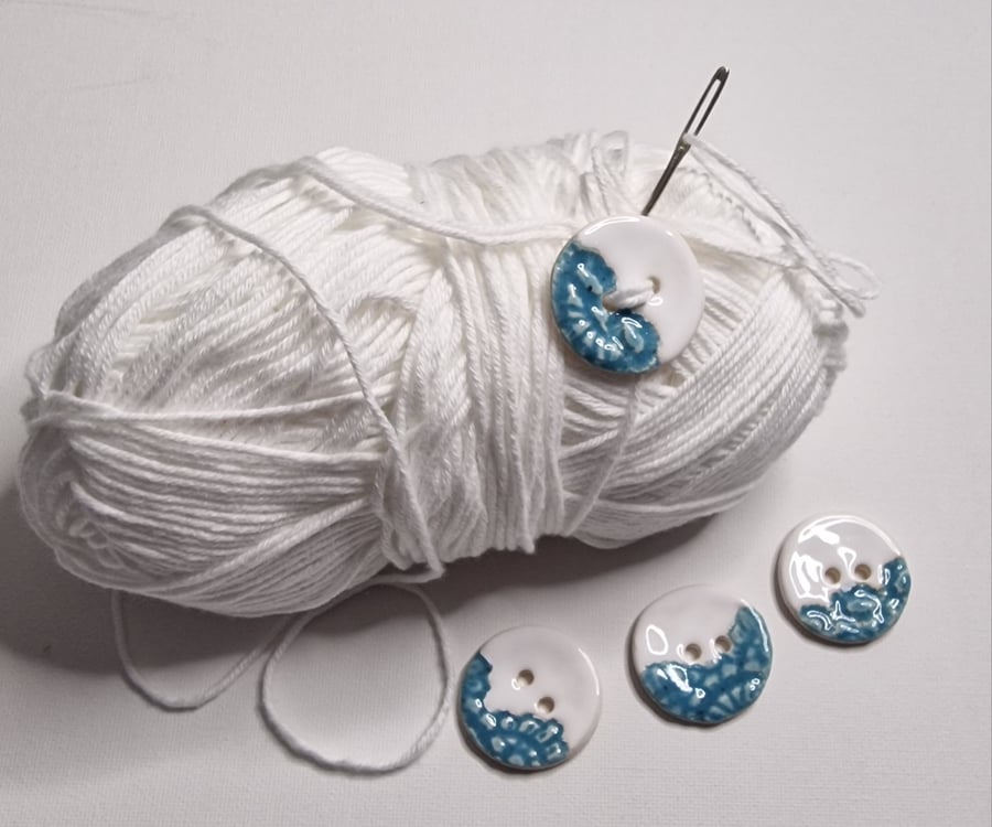 Set of four Handmade Ceramic Buttons. 