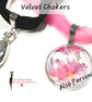 Choker, Necklace, Velvet, Cobochon 