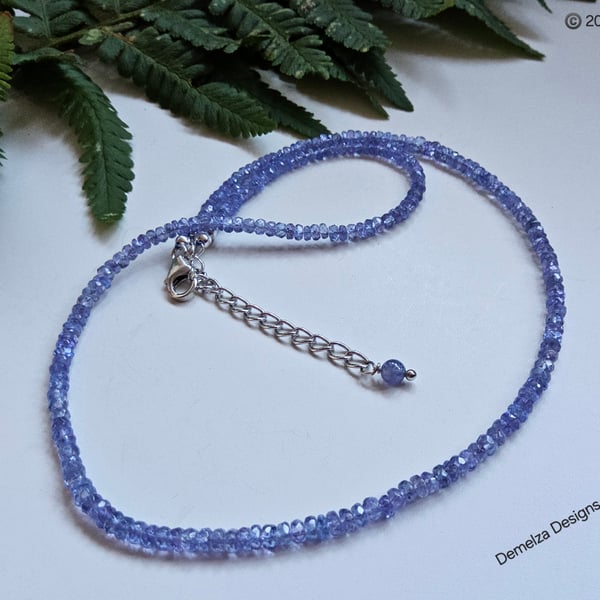 A Grade 40ct Genuine Tanzanite Sterling Silver Necklace 